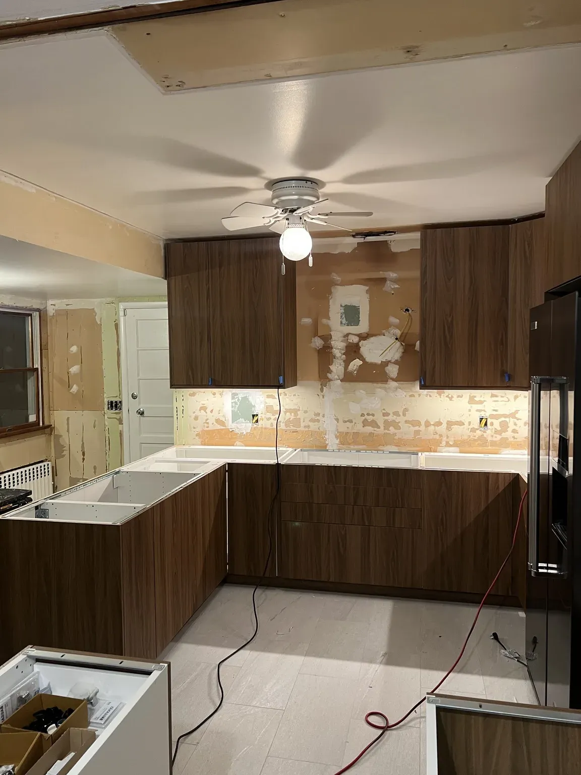 Two-Tone Walnut & White Kitchen