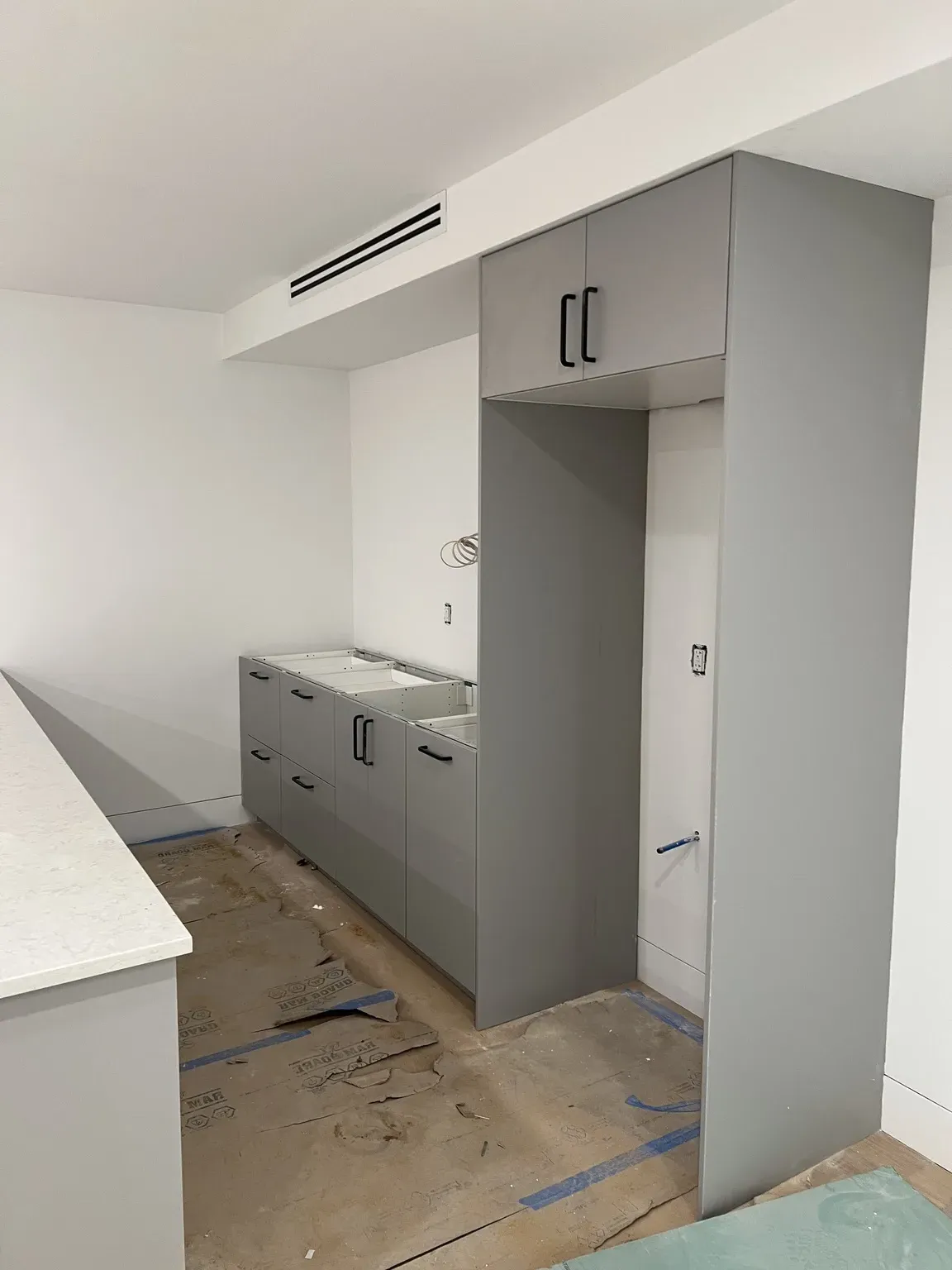 Grey Base Cabinet Installation