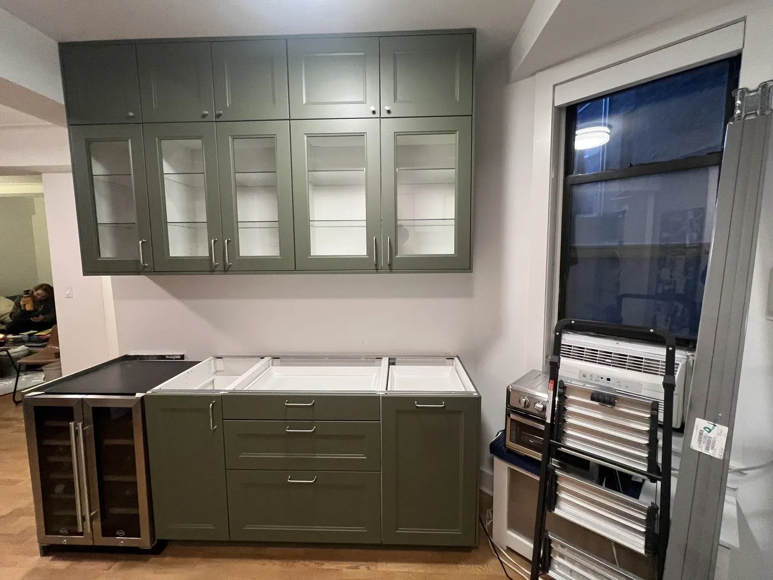 Sage Green Kitchen with Wine Storage