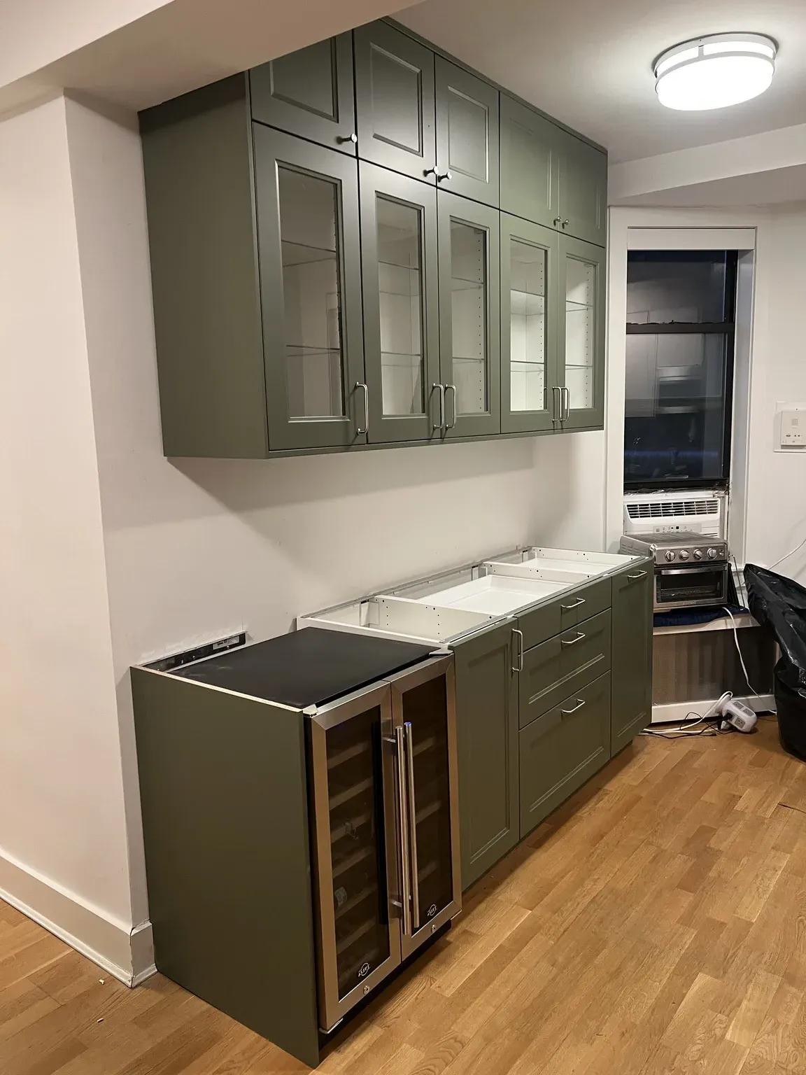 Sage Green Kitchen with Wine Storage